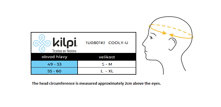 Sporty headband Kilpi COOLY-U – Size chart