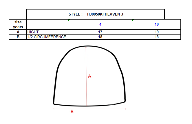 Kid's hat Kilpi HEAVEN-J – Size chart