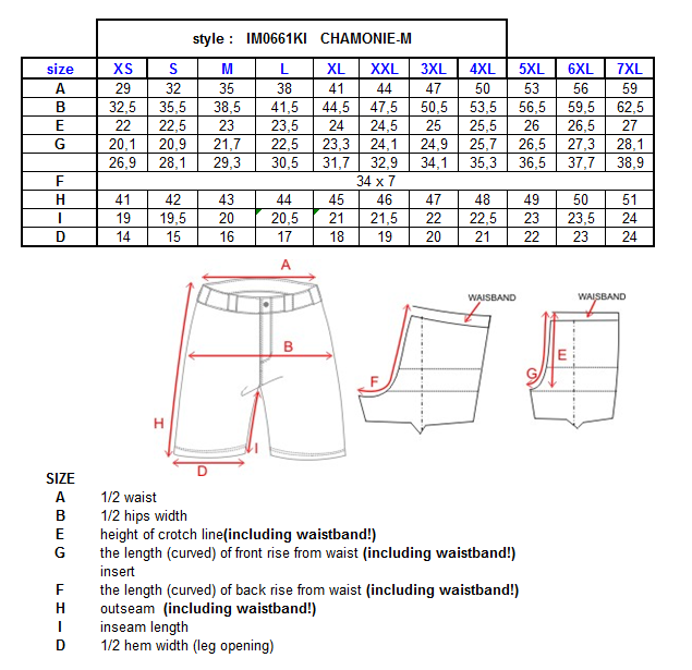 Leggings da corsa team da uomo KILPI CHAMONIE-M – Size chart