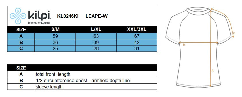 DONNALa maglietta funzionale di Kilpi LEAPE-W – Size chart