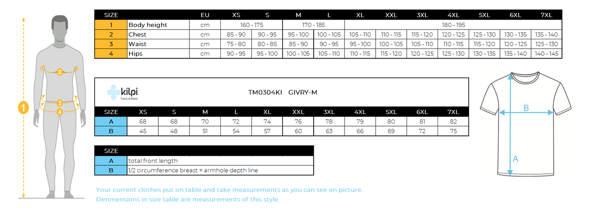 UOMOla polo di Kilpi GIVRY-M – Size chart