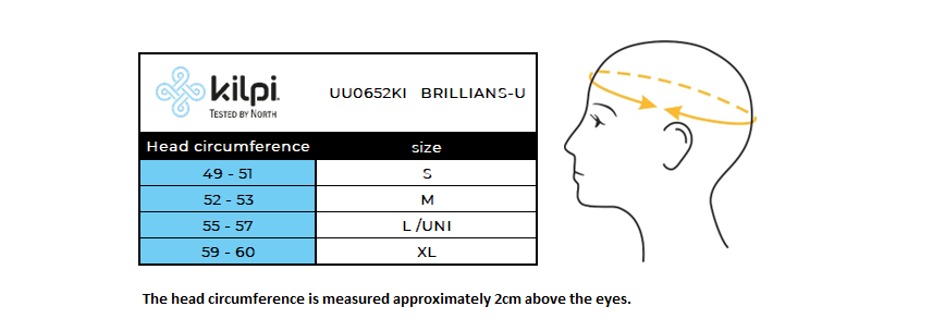 Unisex running headband Kilpi BRILLIANS-U – Size chart