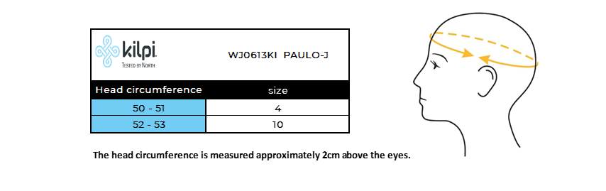 Kid's winter hat Kilpi PAULO-J – Size chart