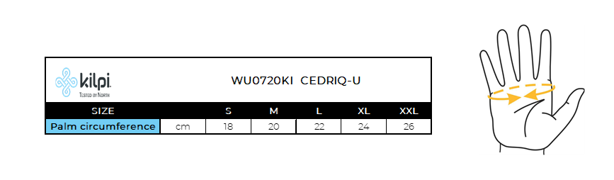 Guanti da sci Kilpi CEDRIQ-U – Size chart